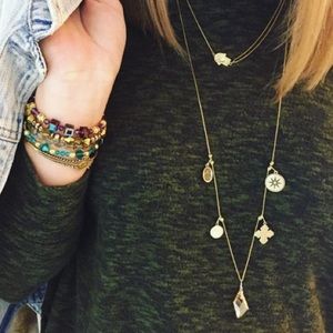 14kgold Alex and ani chain station chain and charm